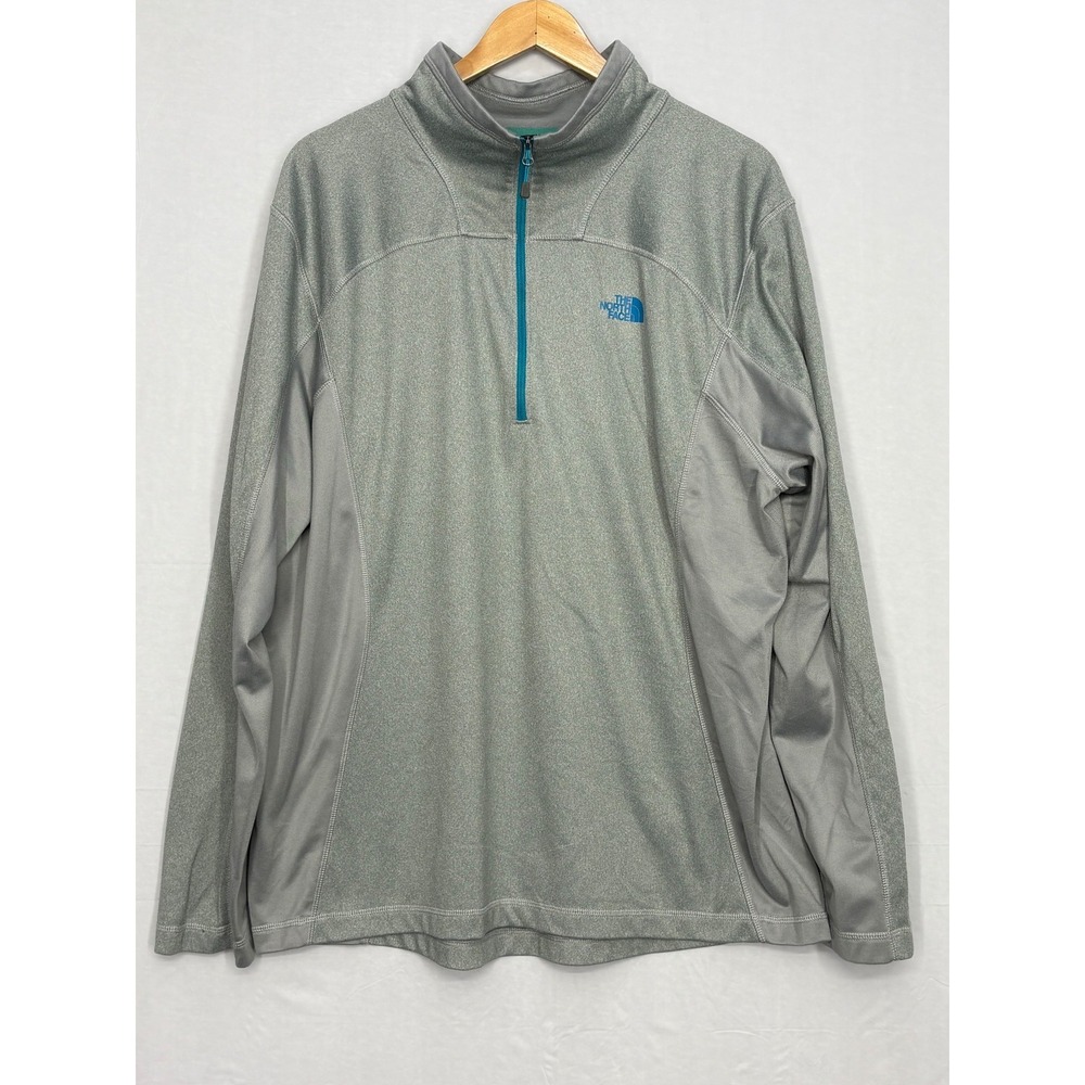 The North Face‎ Jacket Mens Heather Gray Quarter Zip Stand Up Neck Pullover XL